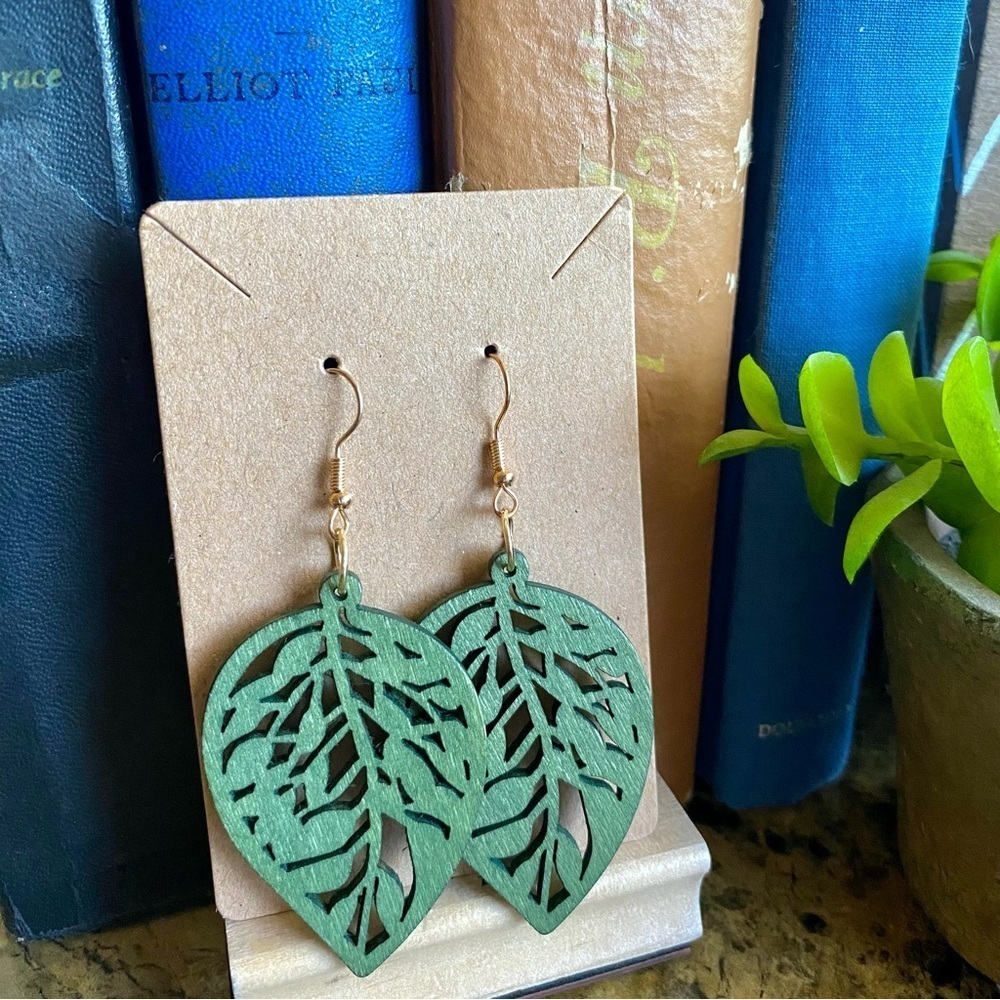 Wooden Leaf Earrings